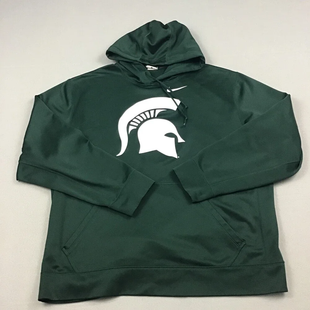 Michigan State Spartans Hoodie Men Extra Large Green Nike Therma Fit Football XL